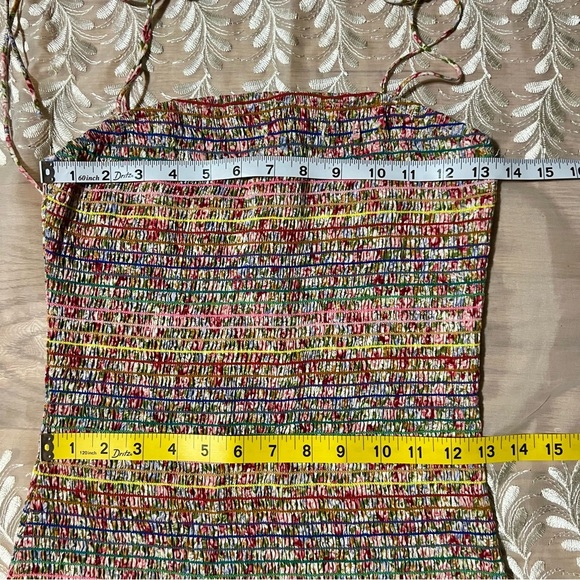 Multicolor Floral Striped Spaghetti Strap Midi Dress -Size M -DR09 - Picture 8 of 9